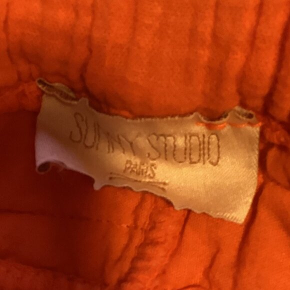 Sunny Studio Paris Women's Orange Pants Made in Italy Colorful Boho Quilted - Picture 9 of 11